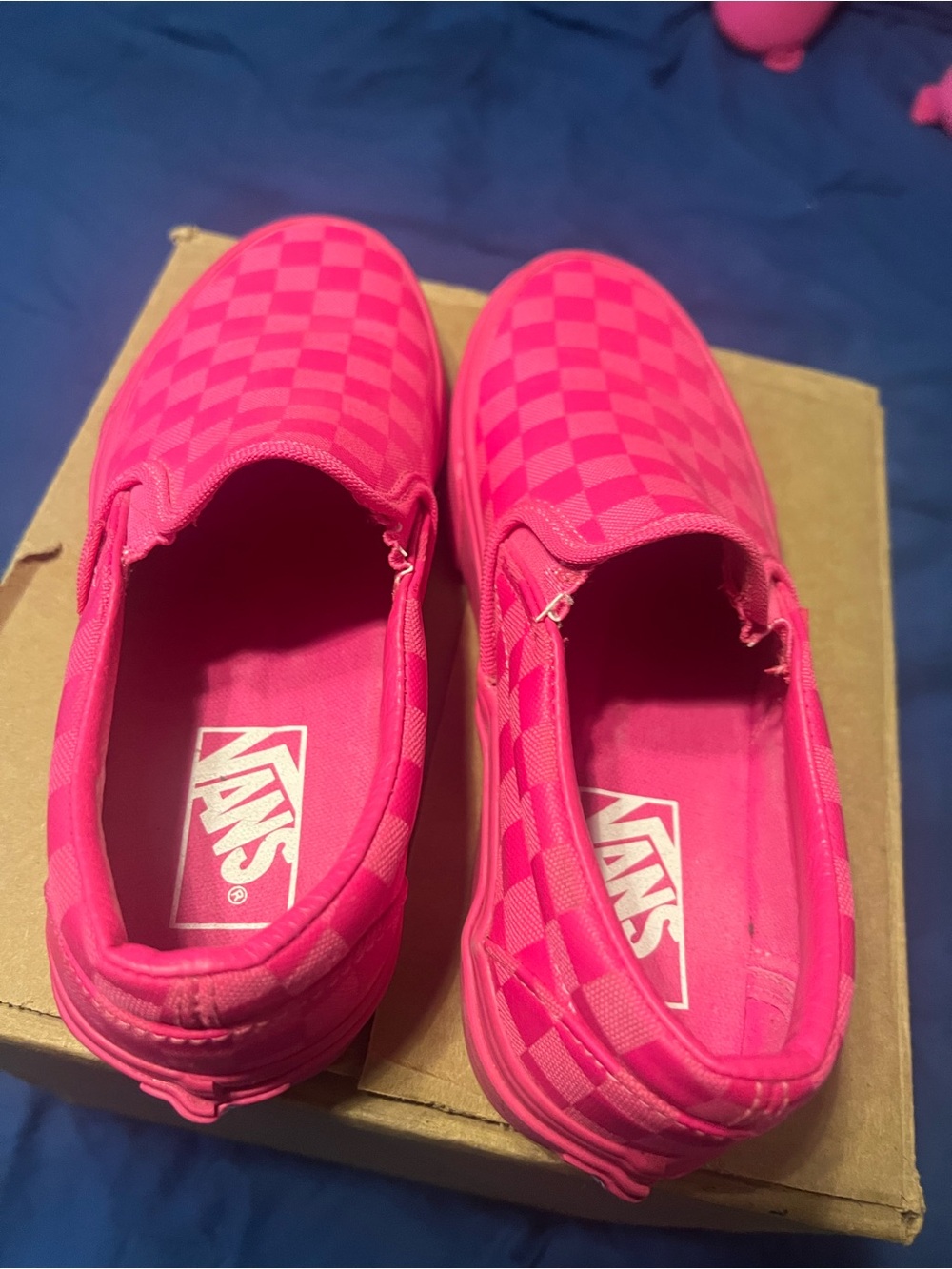 Vans Pink Checkerboard Slip-On Sneakers - Picture 5 of 5